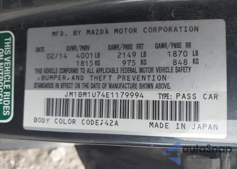 2014 Mazda Mazda3 I Sport z USA, uszkodzony, nr VIN JM1BM1U74E1179994